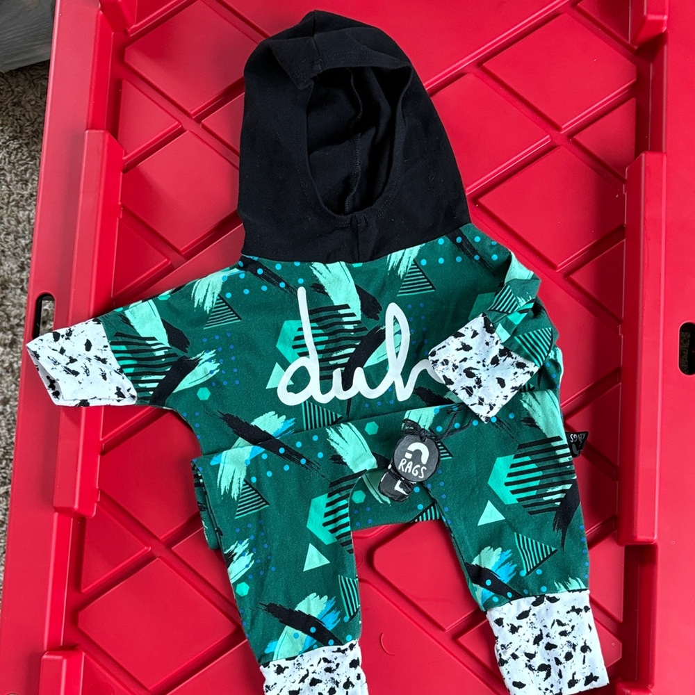 Trendy Green and Black Baby Romper